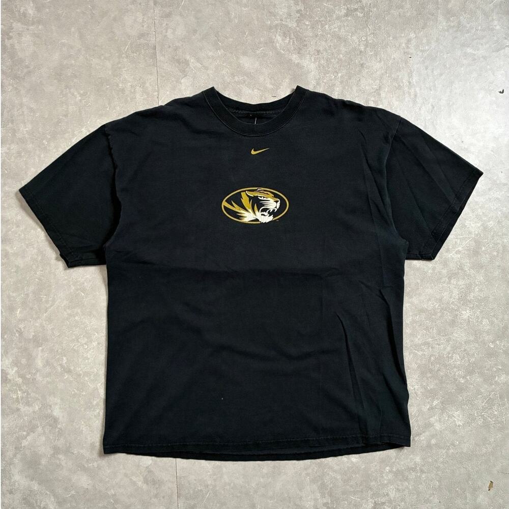 2000s Vintage Mizzou Tigers Center Swoosh Black T-Shirt -XL